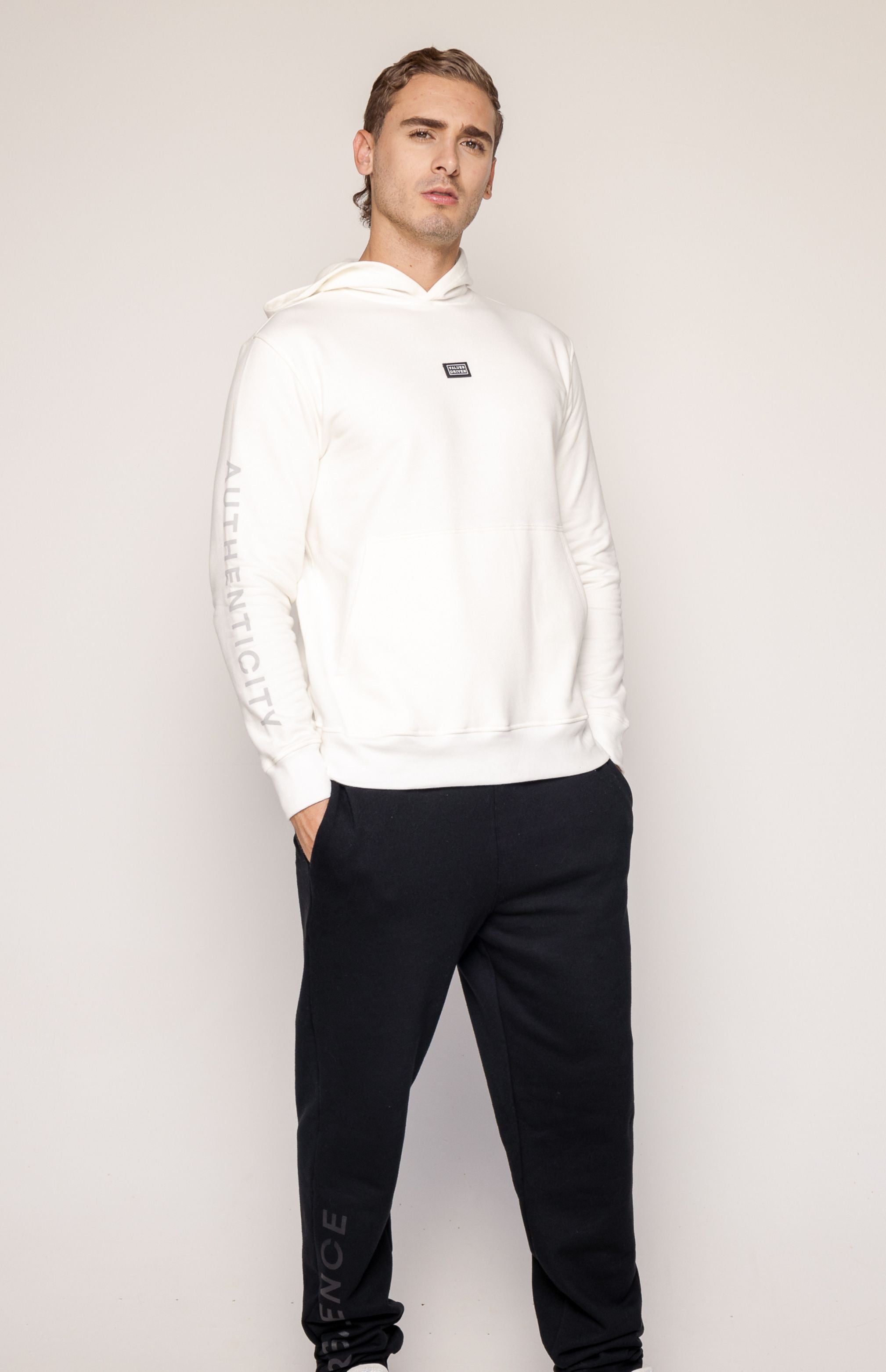 Off White Regular Fit Round Neck Men's Hoodie by Being Human Clothing